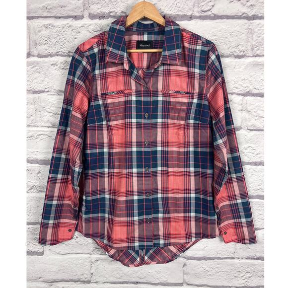 Marmot Women's L Outdoors Western Grunge Gorpcore Plaid Hiking Button-Up Shirt - Picture 3 of 11